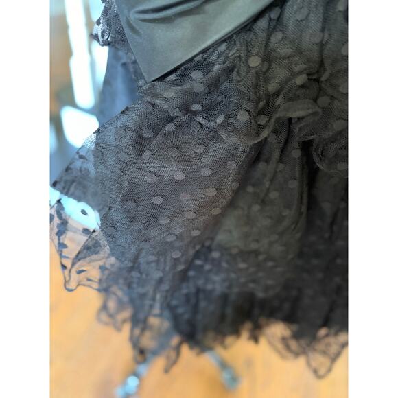 Vintage 80s Black Bubble Hem Prom Dress Special Occasion Alt WhimsyGoth Wedding - Picture 8 of 11